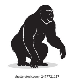 Gorilla outline and symbols. Dark level variety basic exquisite white foundation Gorilla animal vector and silhouette icon.