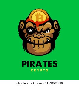 Ilustración del logotipo de la mascota criptográfica Gorilla Pirates