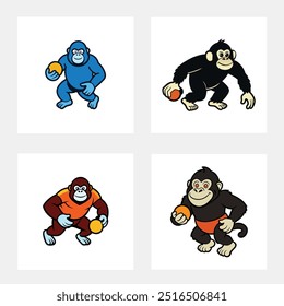 Ícone de ilustração de vetor de reprodução do Gorilla