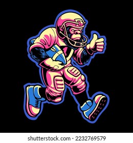 the gorilla playing rugby illustration