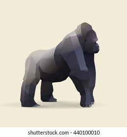 gorilla, polygonal geometric animal illustration, vector