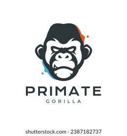 gorilla portrait beast animal primate colorful mascot modern character cartoon sticker logo design vector icon illustration