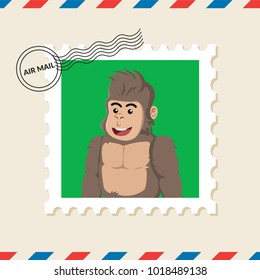 Gorilla postage stamp on air mail envelope