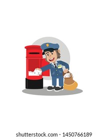 Gorilla Postman Taking Out The Mail Isolated White