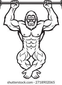 Gorilla Pull Up Workout Power Illustration