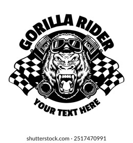 Gorilla Rider T-Shirt Design Ilustração Vintage