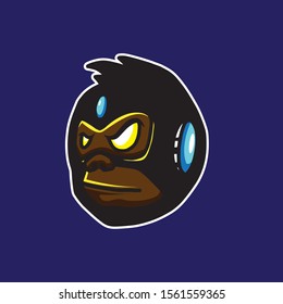 gorilla robot illustration, mascot, logo, vector