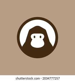 gorilla in round emblem logo vector icon illustration