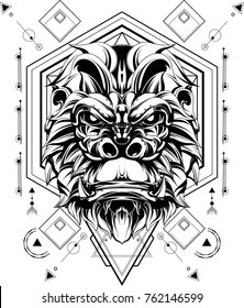 Gorilla in sacred geometric style