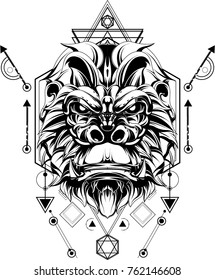 Gorilla in sacred geometric style