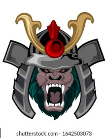 Gorilla samurai cartoon in vector