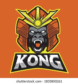 Gorilla Samurai farbiges Maskottchen oder e-Sport-Logo
