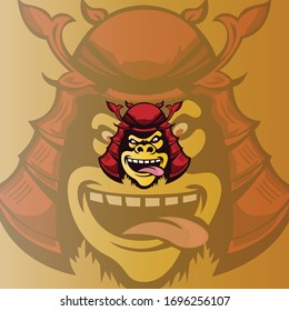 gorilla samurai mascot logo concept