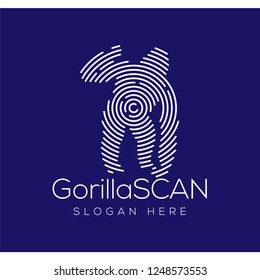 Gorilla Scan Technology Logo vector Element. Animal Technology Logo Template