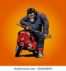the gorilla and scooter illustration