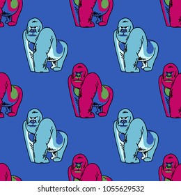 Gorilla seamless pattern. Original design for print or digital media.