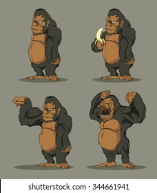 Gorilla set. Vector design