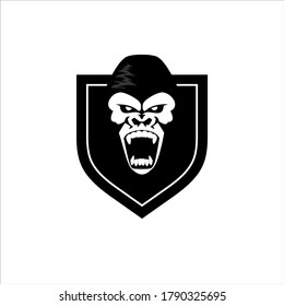 Gorilla Shield Logo - Monkey Head Roar Vector