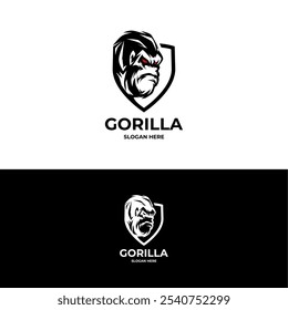 vetor de logotipo gorilla e shield