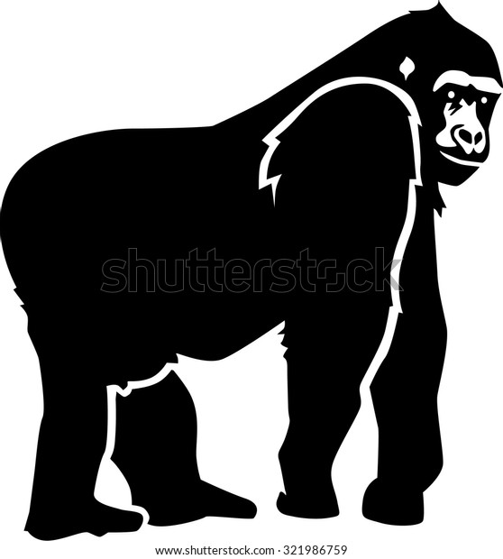 Gorilla Silhouette のベクター画像素材 ロイヤリティフリー