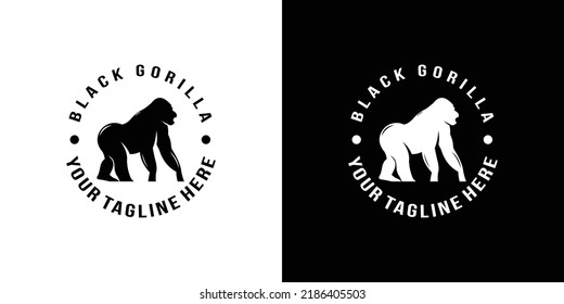 gorilla silhouette logo design template