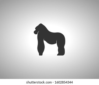 gorilla Silhouette on White Background. Isolated Vector Animal Template for Logo Company, Icon, Symbol etc