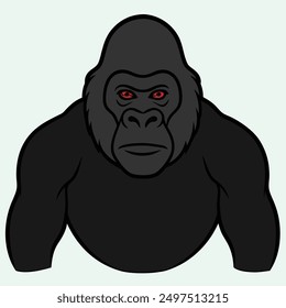 Gorilla silhouette vector illustration on a white background. gorilla vector art, illustration. Gorilla line art, Vector illustration logo template design.