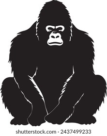 Gorilla Silhouette Vector Illustration White Background