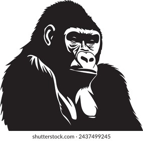 Gorilla Silhouette Vector Illustration White Background