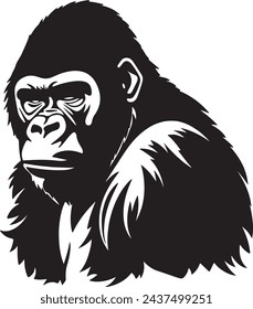 Gorilla Silhouette Vector Illustration White Background