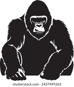 Gorilla Silhouette Vector Illustration White Background