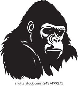 Gorilla Silhouette Vector Illustration White Background