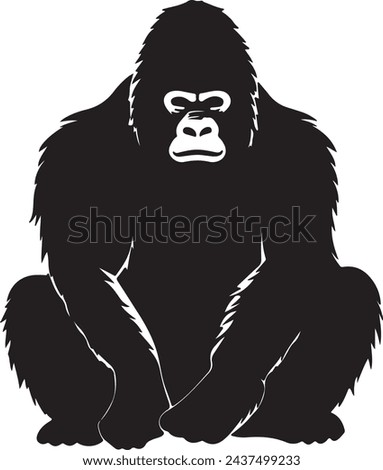 Gorilla Silhouette Vector Illustration White Background