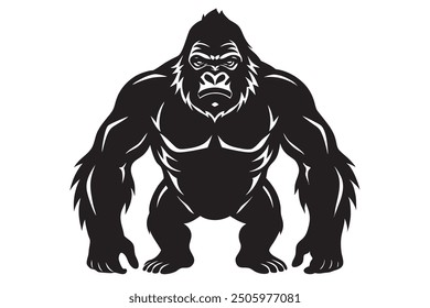 A gorilla silhouette vector on white background. 