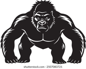 A gorilla silhouette vector on white background