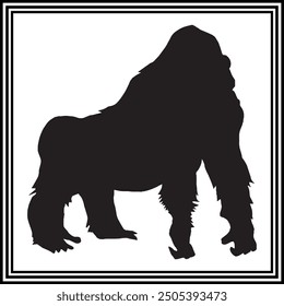 Gorilla silhouette vector , wildlife animal illustration.