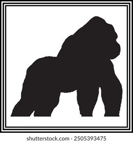 Gorilla silhouette vector , wildlife animal illustration.