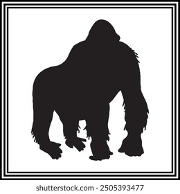 Gorilla silhouette vector , wildlife animal illustration.