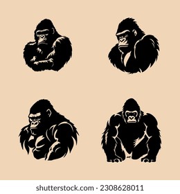 gorilla silhouettes high quality logo on beige background