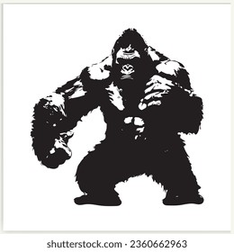 Gorilla silhouettes on white background vector.