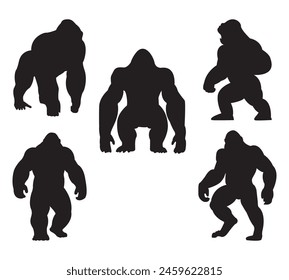 gorilla silhouettes vector set. on white background