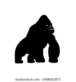 Gorilla silhoutte black vector illustration