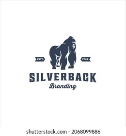 Gorilla Silverback Logo Design Vector Image