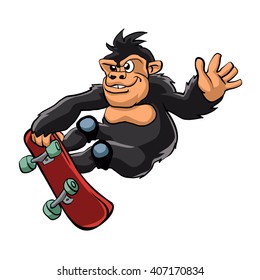 Gorilla skater cartoon.