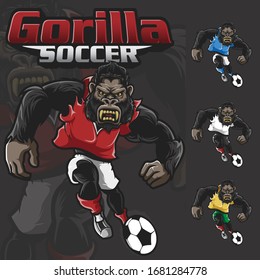 Gorilla Soccer Scream Beast Mascot Sport