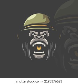 GORILLA SOLDIER MASCOT LOGO APROPIADO PARA EL LOGO DEPORTIVO