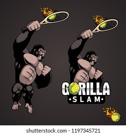 Gorilla Sport Mascot Character Tennis 
