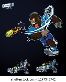 Gorilla Sport Mascot Character Tennis 