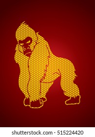Gorilla standing designed using hexagon pattern graphic vector.