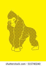 Gorilla standing designed using luxury geometric pattern graphic vector.